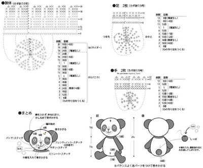 Схема вязания крючком игрушки панда
